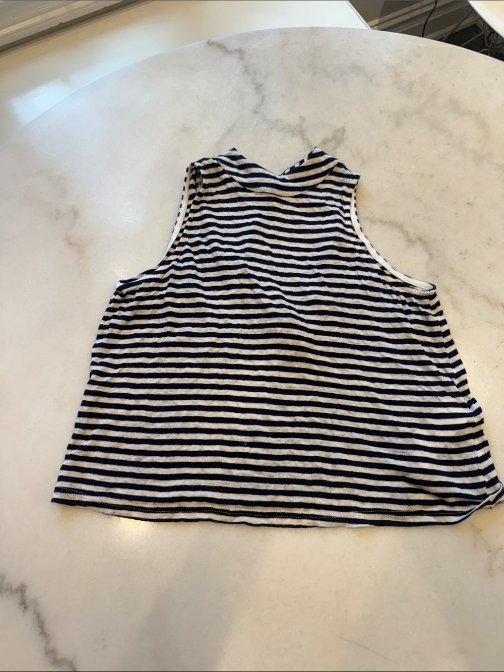 MINKPINK Navy and White Striped Sleeveless Tank mockneck